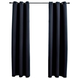 VidaXL Zasłony zaciemniające z kółkami 2 szt. Czarny 97x213 cm Tkanina