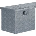 VidaXL Aluminiowa skrzynia, 70 x 24 x 42 cm, trapezowa, srebrna