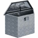 VidaXL Aluminiowa skrzynia, 70 x 24 x 42 cm, trapezowa, srebrna