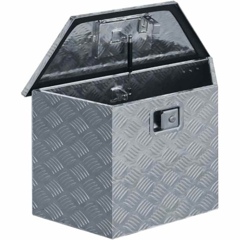 VidaXL Aluminiowa skrzynia, 70 x 24 x 42 cm, trapezowa, srebrna