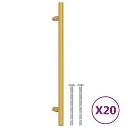 UCHWYTY DO SZAFEK, 20 SZT., ZŁOTE, 192 MM, STAL NIERDZEWNA