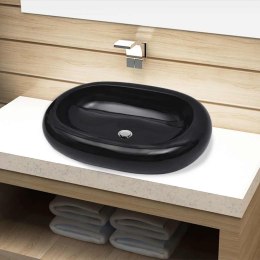 VidaXL Umywalka ceramiczna owalna czarna