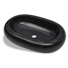 VidaXL Umywalka ceramiczna owalna czarna