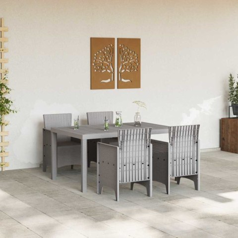 ZESTAW DO JADALNI W OGRODZIE 5 SZT. JASNOSZARY RATTAN POLT