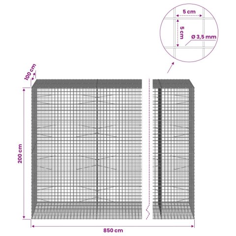 GABION Z DRUTU 3,5 MM I SIATKĄ 5X5 CM 850X100X200 CM