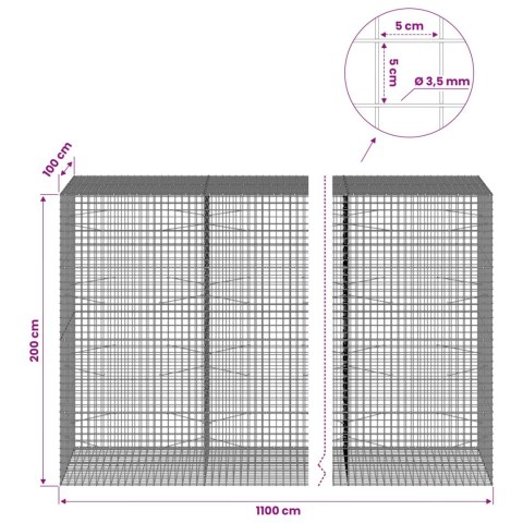 GABION Z DRUTU 3,5 MM I SIATKĄ 5X5 CM 1100X100X200 CM