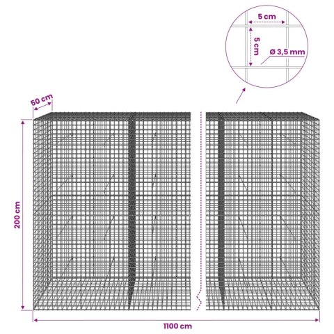 GABION Z DRUTU 3,5 MM I SIATKĄ 5X5 CM 1100X50X200 CM