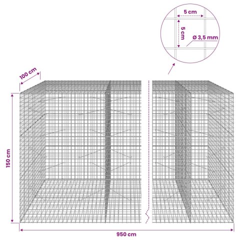 GABION Z DRUTU 3,5 MM I SIATKĄ 5X5 CM 950X100X150 CM