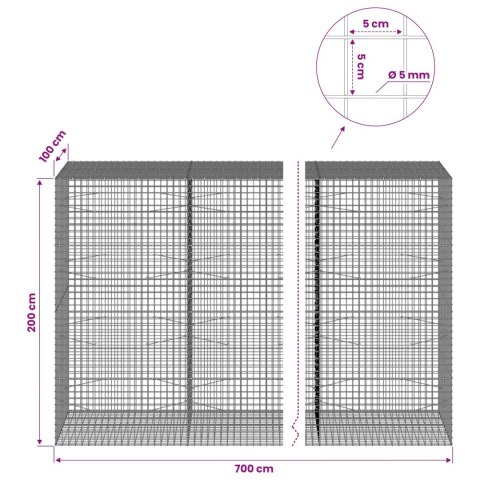 GABION Z DRUTU 5 MM I SIATKĄ 5X5 CM 700X100X200 CM