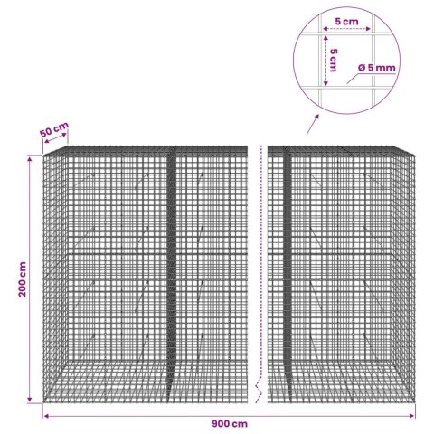 GABION Z DRUTU 5 MM I SIATKĄ 5X5 CM 900X50X200 CM