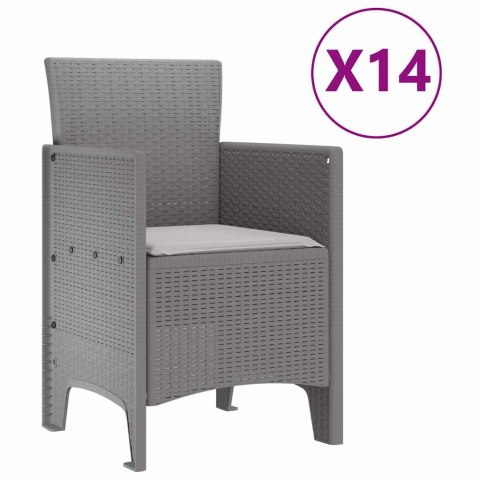 ZESTAW DO JADALNI W OGRODZIE 15 SZT. JASNOSZARY RATTAN POLT