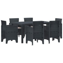 ZESTAW DO JADALNI W OGRODZIE 7 SZT. ANTRACYT RATTAN POLT