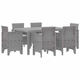 ZESTAW DO JADALNI W OGRODZIE 7 SZT. JASNOSZARY RATTAN POLT