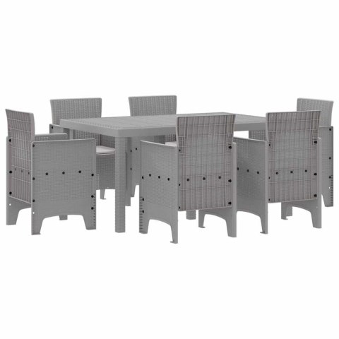 ZESTAW DO JADALNI W OGRODZIE 7 SZT. JASNOSZARY RATTAN POLT