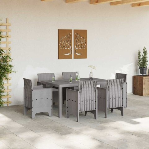 ZESTAW DO JADALNI W OGRODZIE 7 SZT. JASNOSZARY RATTAN POLT