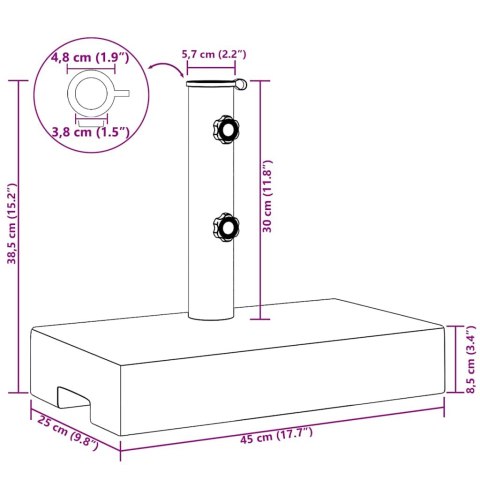 PROSTOKĄTNA PODSTAWA POD PARASOL GRANITOWA 25 KG CZARNA