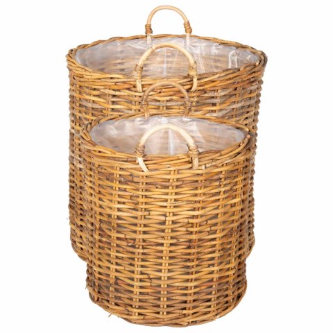KOSZ NA ROŚLINY GENDT 2 SZT. NATURALNY BRĄZ RATTAN KUBU