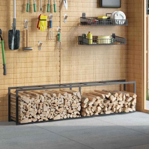 STOJAK NA DREWNO OPAŁOWE CZARNY 50X30X209 CM STALOWY