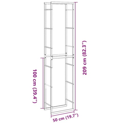STOJAK NA DREWNO OPAŁOWE CZARNY 50X30X209 CM STALOWY
