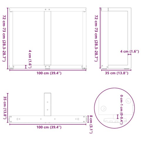 NOGI DO STOŁU JADALNEGO LITERY T 2 SZT. CZARNE 100X35X(72-73)CM