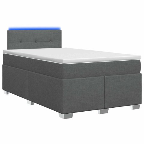 ŁÓŻKO BOX SPRING Z MATERACEM I LED CIEMNOSZARY 120 X 190 CM
