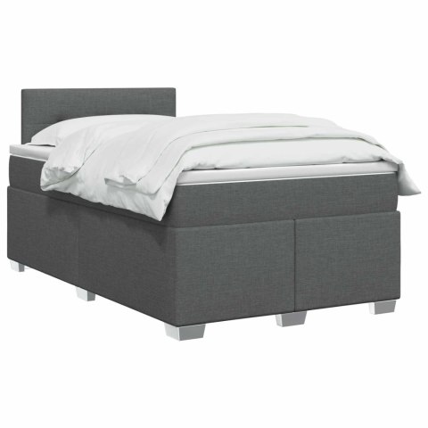 ŁÓŻKO BOX SPRING Z MATERACEM I LED CIEMNOSZARY 120 X 190 CM