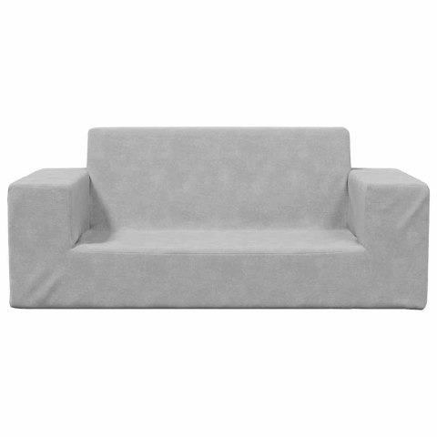 2-OS. SOFA DLA DZIECI JASNOSZARA MIĘKKI PLUSZ