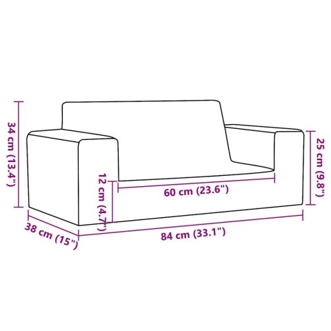 2-OS. SOFA DLA DZIECI JASNOSZARA MIĘKKI PLUSZ