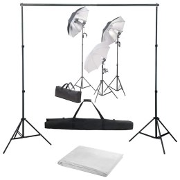 FOTOGRAFICZNY ZESTAW STUDYJNY Z LAMPAMI I TŁEM