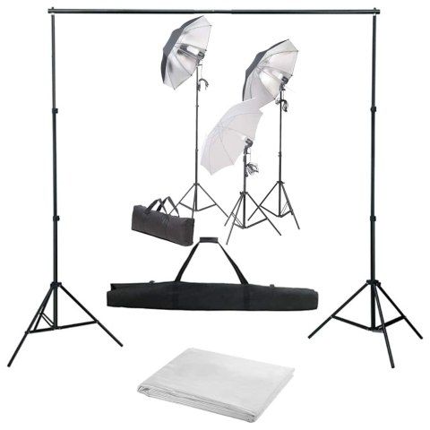 FOTOGRAFICZNY ZESTAW STUDYJNY Z LAMPAMI I TŁEM