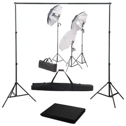 FOTOGRAFICZNY ZESTAW STUDYJNY Z LAMPAMI I TŁEM