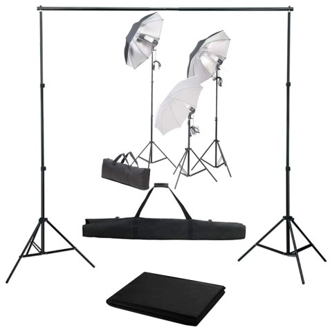 FOTOGRAFICZNY ZESTAW STUDYJNY Z LAMPAMI I TŁEM
