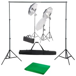 FOTOGRAFICZNY ZESTAW STUDYJNY Z LAMPAMI I TŁEM