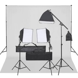 FOTOGRAFICZNY ZESTAW STUDYJNY Z LAMPAMI I TŁEM