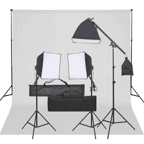 FOTOGRAFICZNY ZESTAW STUDYJNY Z LAMPAMI I TŁEM