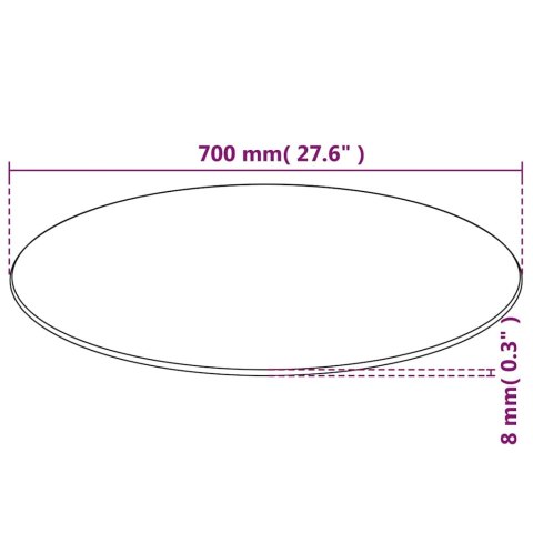 BLAT STOŁU ZE SZKŁA HARTOWANEGO OKRĄGŁY 700 MM