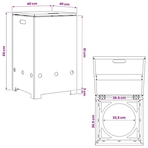 VidaXL Obudowa butli gazowej 40 x 40 x 66 cm Stal Czarny