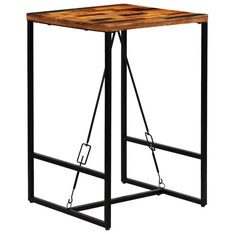 STOLIK BAROWY Z LITEGO DREWNA ODZYSKANEGO 70 X 70 X 106 CM