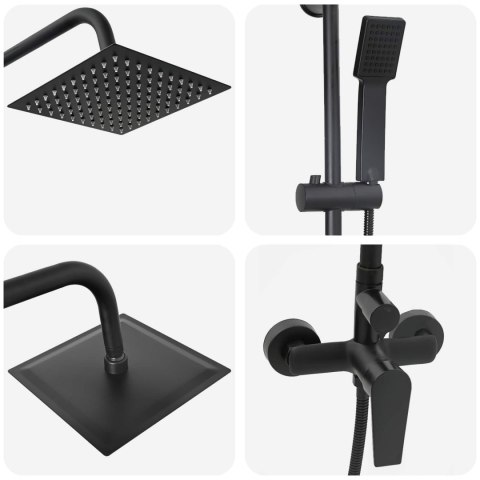 VidaXL System Prysznicowy Czarny Stal nierdzewna 21 x 48 x 112 cm