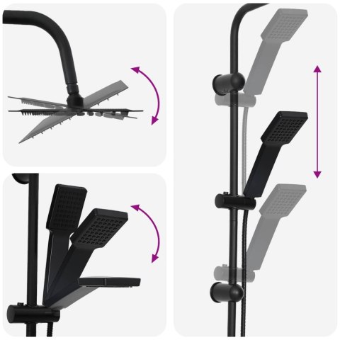 VidaXL System Prysznicowy Czarny Stal nierdzewna 21 x 48 x 112 cm