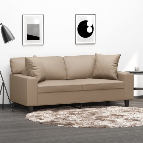 2-OSOBOWA SOFA Z PODUSZKAMI CAPPUCCINO 140 CM SZTUCZNA SKÓRA