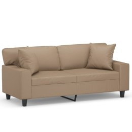 2-OSOBOWA SOFA Z PODUSZKAMI CAPPUCCINO 140 CM SZTUCZNA SKÓRA