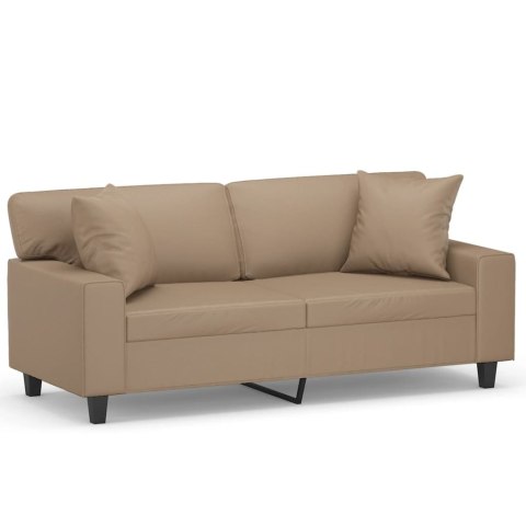 2-OSOBOWA SOFA Z PODUSZKAMI CAPPUCCINO 140 CM SZTUCZNA SKÓRA