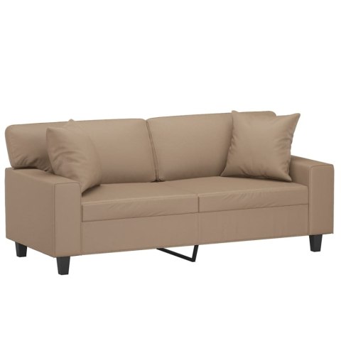 2-OSOBOWA SOFA Z PODUSZKAMI CAPPUCCINO 140 CM SZTUCZNA SKÓRA