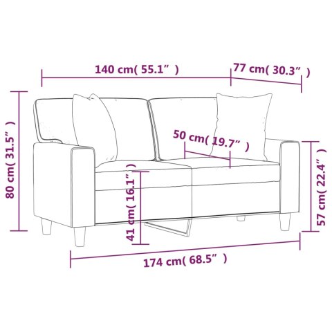 2-OSOBOWA SOFA Z PODUSZKAMI CAPPUCCINO 140 CM SZTUCZNA SKÓRA