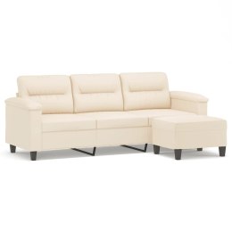 3-OS. SOFA Z PODNÓŻKIEM BEŻOWA 180 CM OBITA MIKROFIBRĄ
