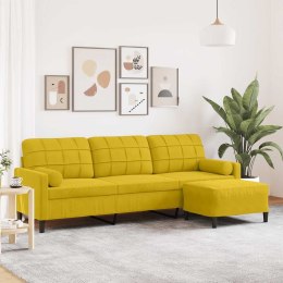 3-OSOBOWA SOFA Z PODNÓŻKIEM ŻÓŁTA 210 CM OBITA AKSAMITEM