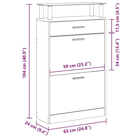 SZAFKA NA BUTY SZAROŚĆ BETONU 63X24X104 CM