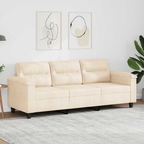 3-OSOBOWA SOFA BEŻOWY 180 CM TAPICEROWANA MIKROFIBRĄ