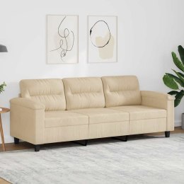 3-OSOBOWA SOFA KREMOWA 180 CM TAPICEROWANA MIKROFIBRĄ